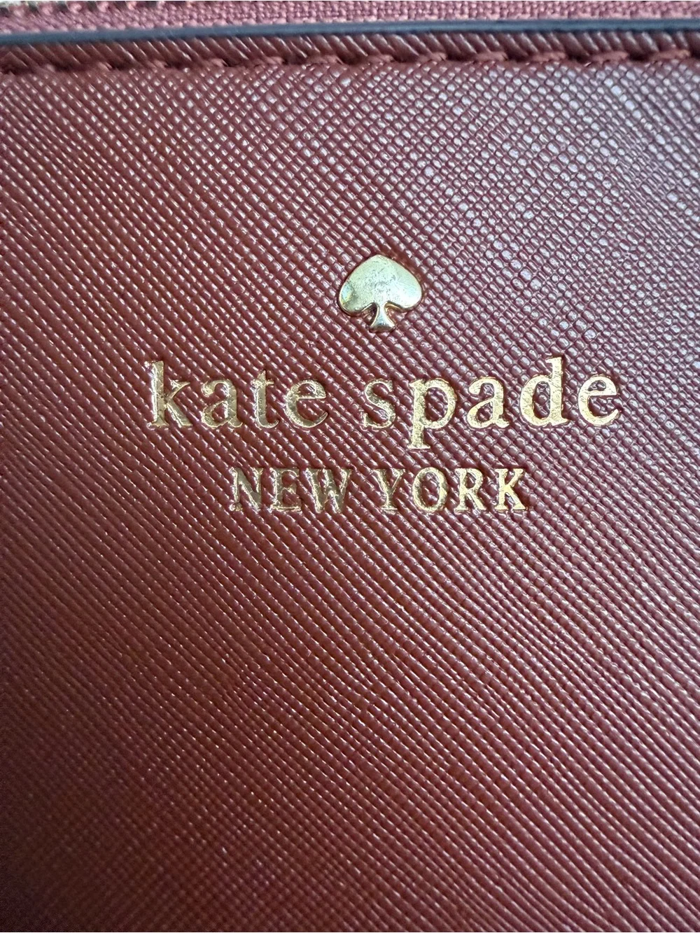 kate spade Brown Zip Wristlet with Gold Logo